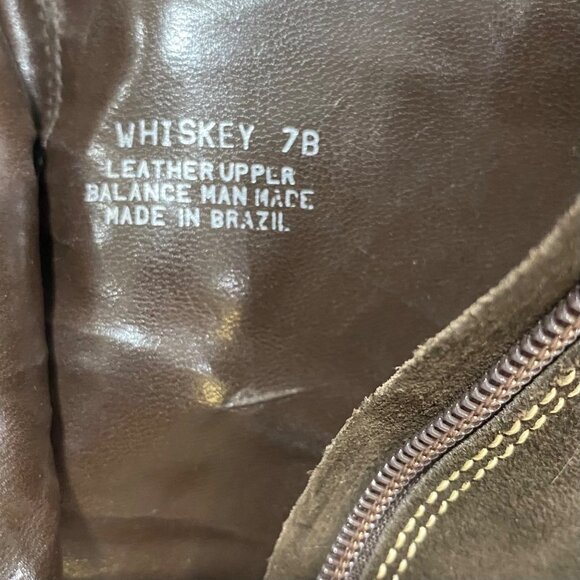 STL Brown Mid-Calf Suede Wedge Heel Boots With Stitch Detail & Side Zipper Size - Picture 7 of 9